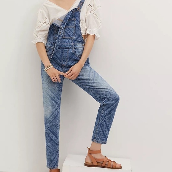 NWT - Anthropologie Adjustable Trouser Straps Denim Jean Overalls - Picture 1 of 4